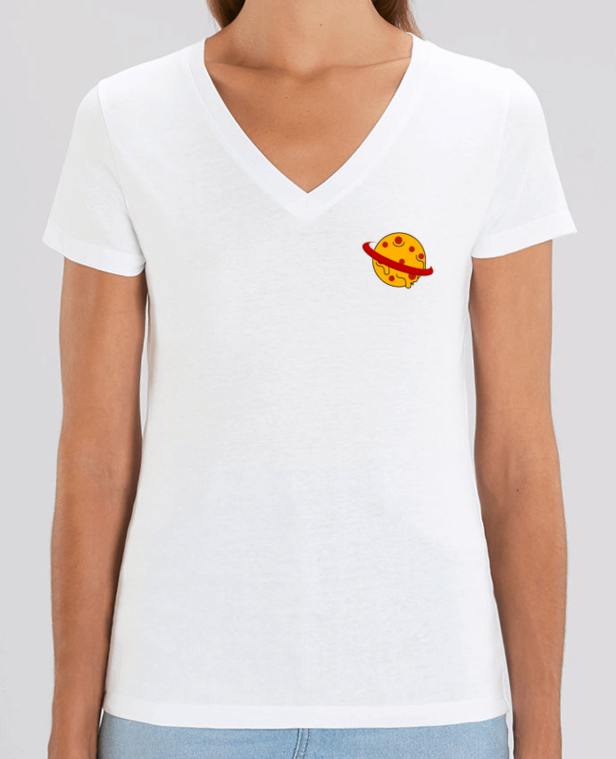 Women V-Neck T-shirt Stella Evoker Planète Pizza Par  WBang