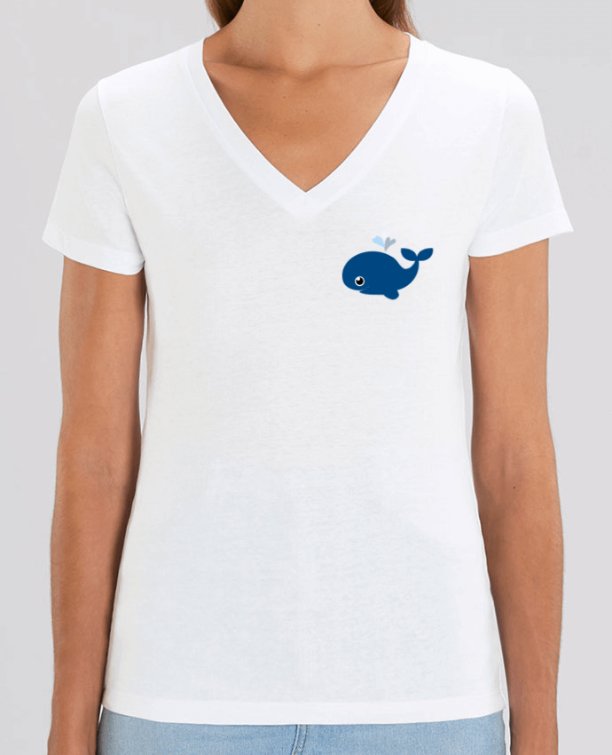 Camiseta Mujer Cuello V Stella EVOKER Baleine coeur Par  WBang