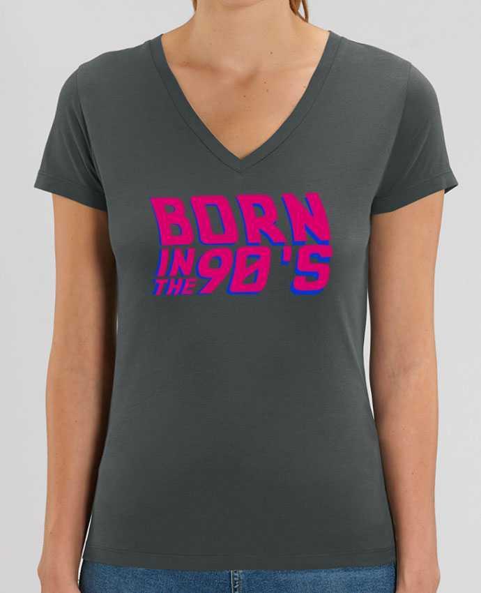 Camiseta Mujer Cuello V Stella EVOKER Born in the 90's Par  tunetoo