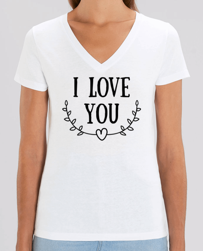 Tee Shirt Femme Col V Stella EVOKER I love you Par  tunetoo