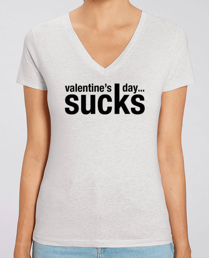 Women V-Neck T-shirt Stella Evoker Valentine's day sucks Par  tunetoo