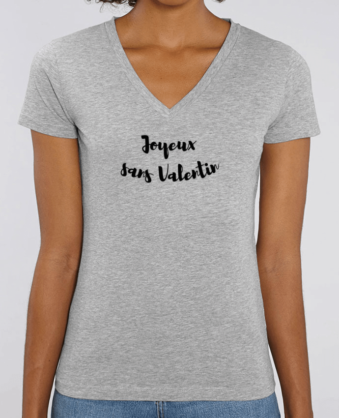 Women V-Neck T-shirt Stella Evoker Joyeux sans Valentin Par  tunetoo