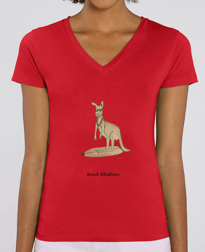 Women V-Neck T-shirt Stella Evoker GOOD VIBRATIONS Par  La Paloma