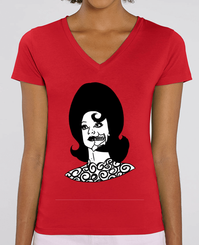 Women V-Neck T-shirt Stella Evoker Miss Alien Par  tattooanshort