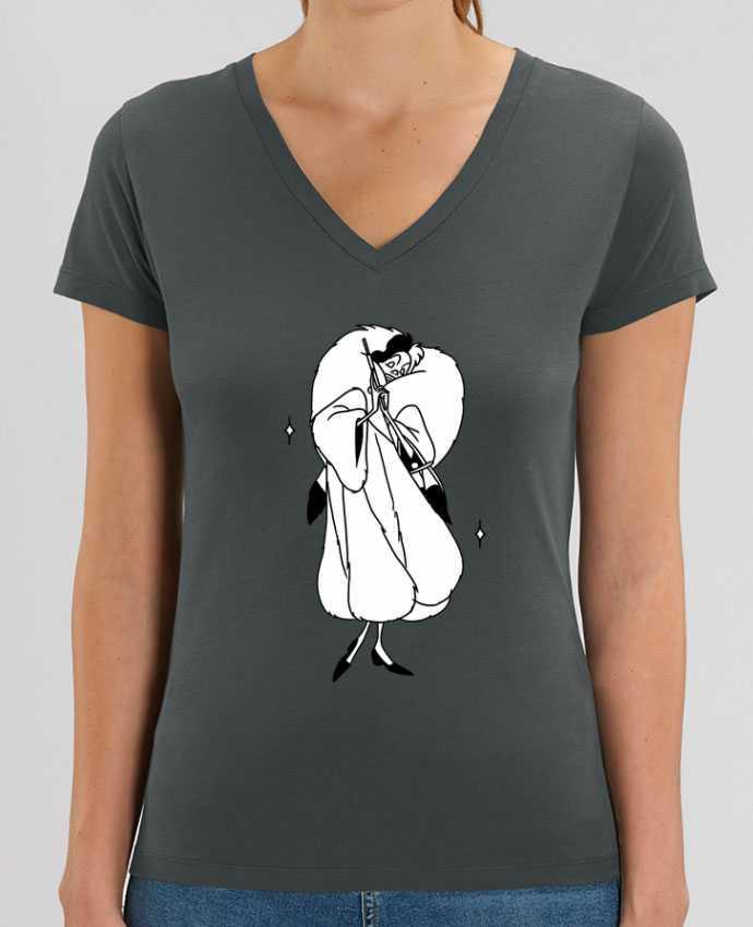 Women V-Neck T-shirt Stella Evoker Cruella Par  tattooanshort