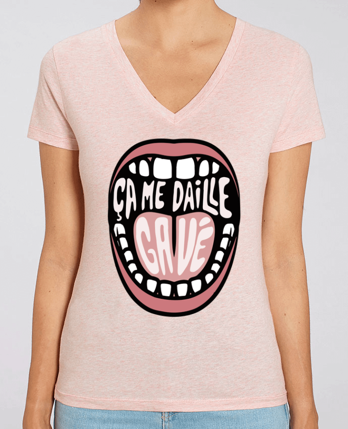 Camiseta Mujer Cuello V Stella EVOKER ça me daille gavé bouche Par  tunetoo