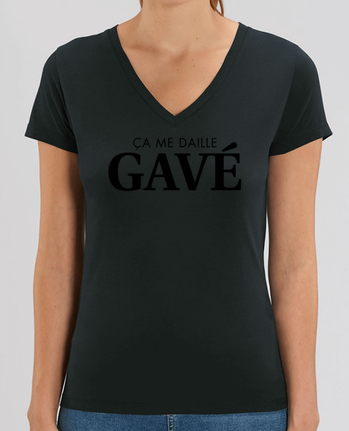 Camiseta Mujer Cuello V Stella EVOKER ça me daille gavé Par  tunetoo