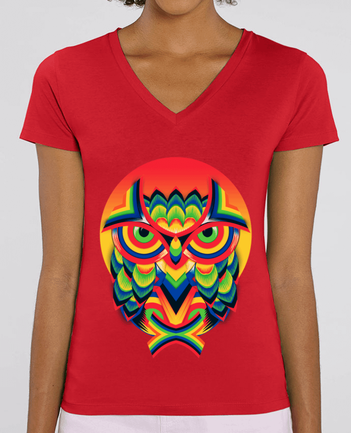 Women V-Neck T-shirt Stella Evoker Owl 3 Par  ali_gulec