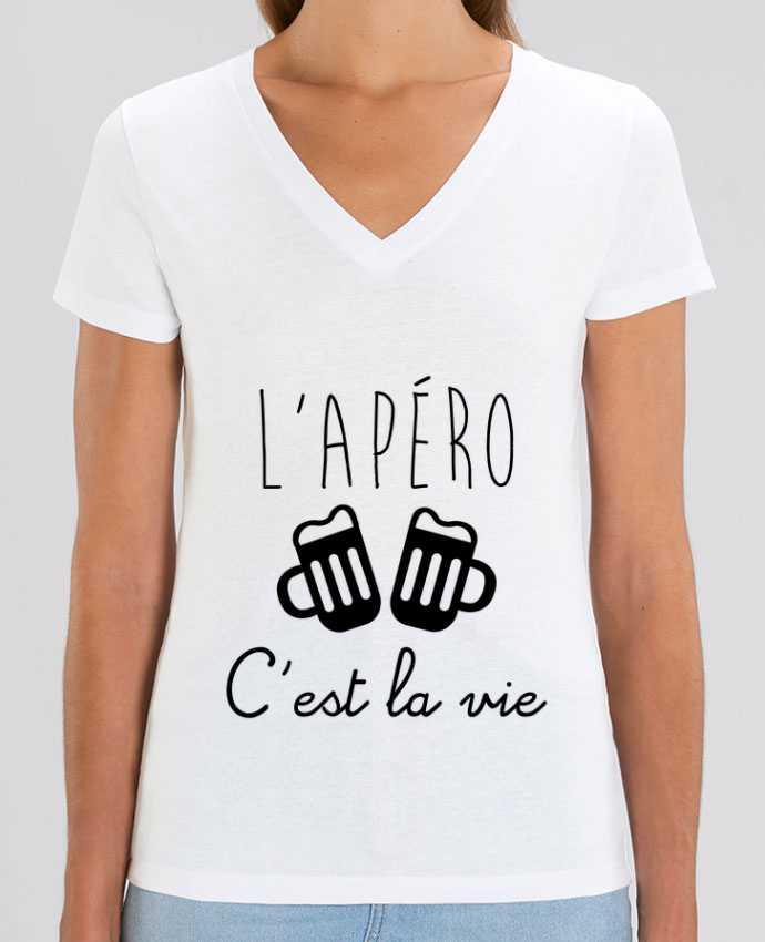 Women V-Neck T-shirt Stella Evoker L'apéro c'est la vie , humour , alcool , drôle Par  Benichan