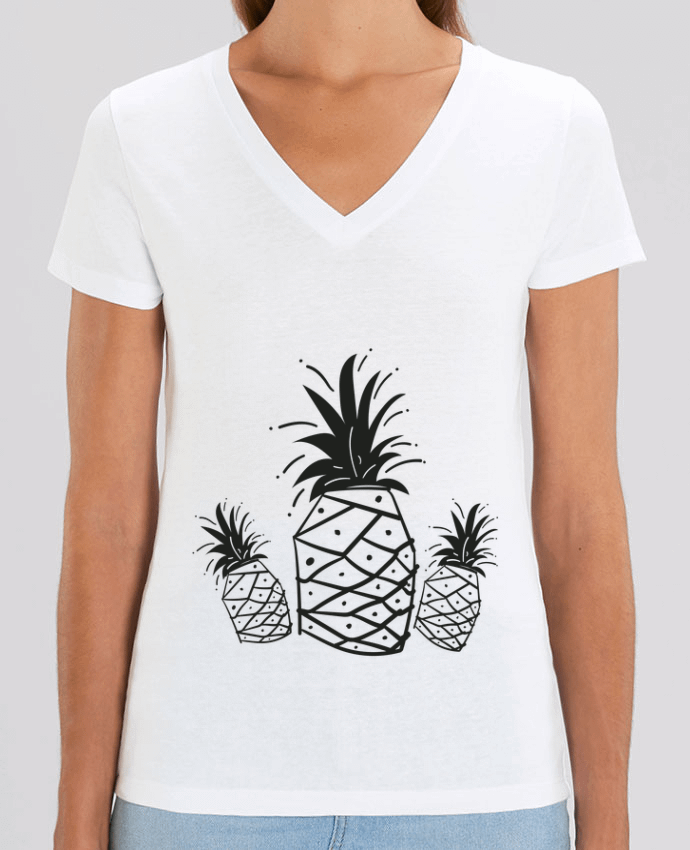 Women V-Neck T-shirt Stella Evoker CRAZY PINEAPPLE Par  IDÉ'IN