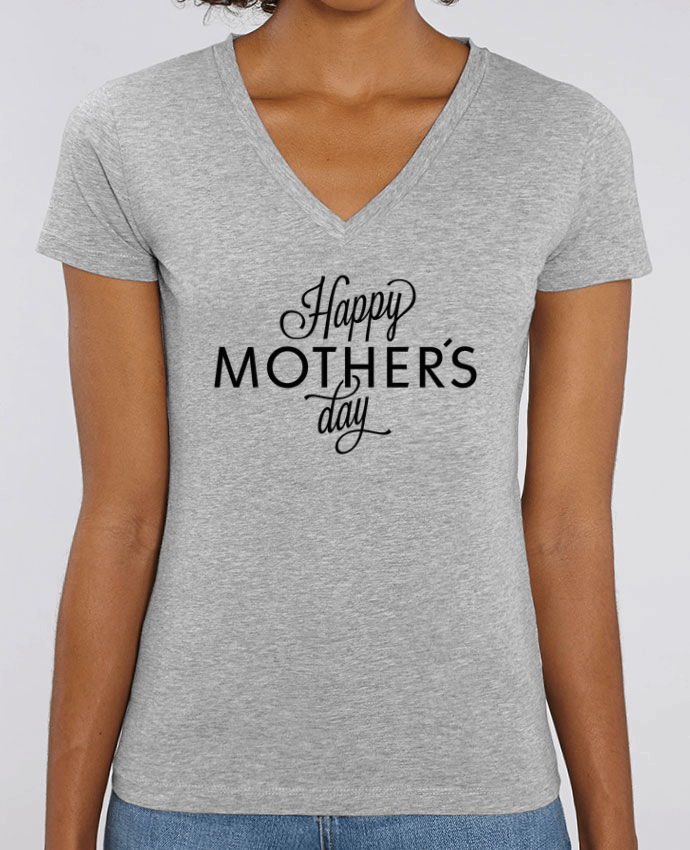 Camiseta Mujer Cuello V Stella EVOKER Happy Mothers day Par  tunetoo