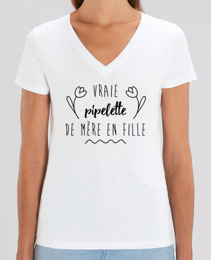 Women V-Neck T-shirt Stella Evoker Vraie pipelette de mère en fille Par  tunetoo