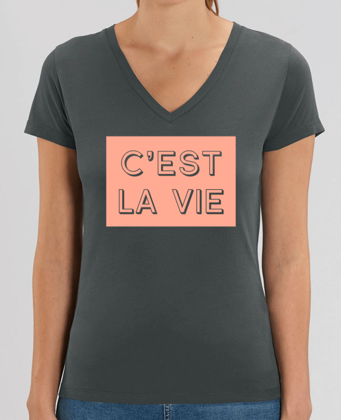 Tee Shirt Femme Col V Stella EVOKER C'est la vie Par  tunetoo