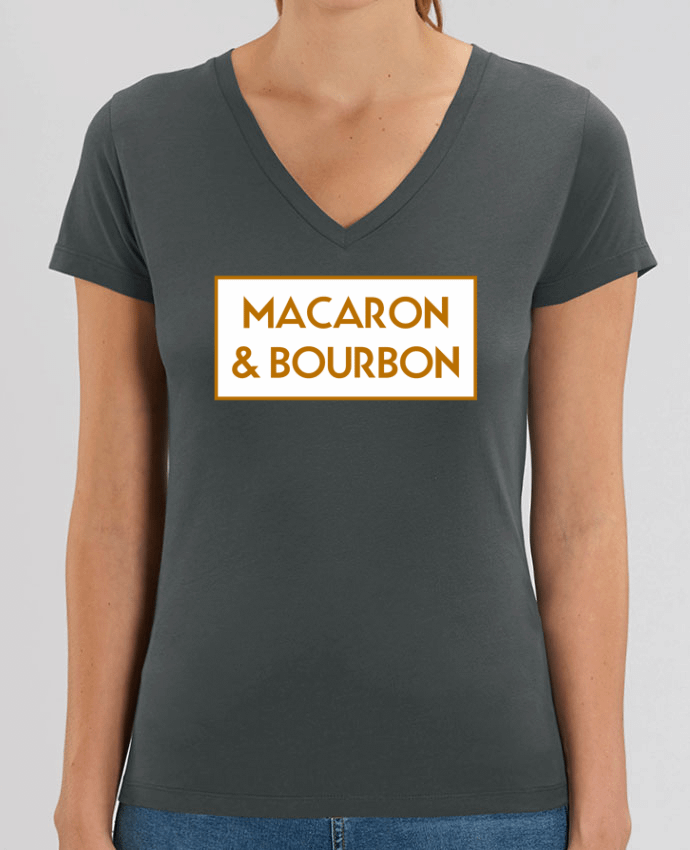 Women V-Neck T-shirt Stella Evoker Macaron et bourbon Par  tunetoo
