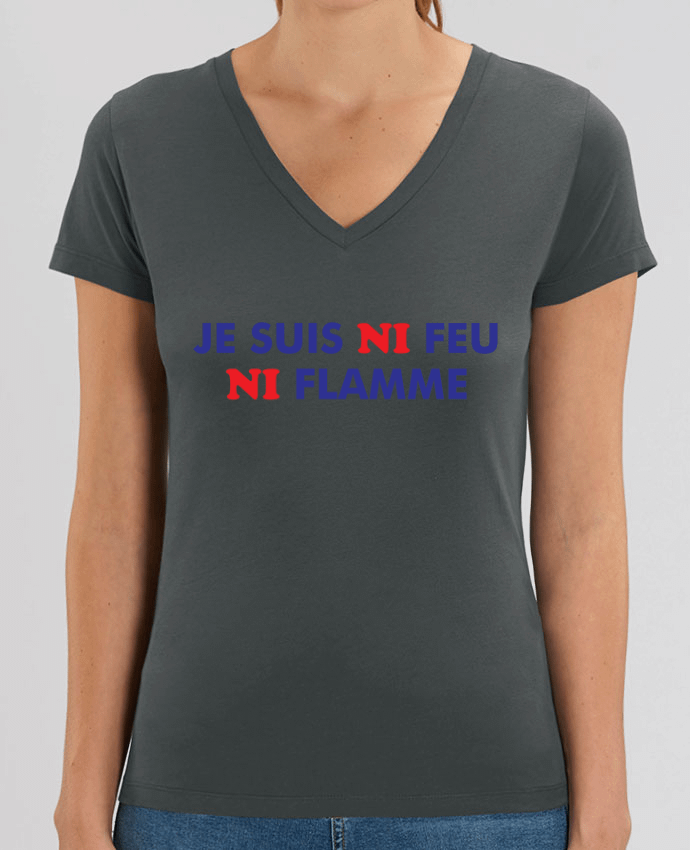 Women V-Neck T-shirt Stella Evoker Je suis ni feu ni flamme Par  tunetoo