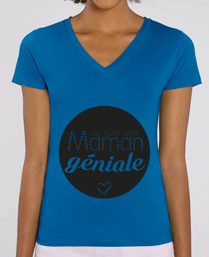 Women V-Neck T-shirt Stella Evoker Maman géniale Par  IDÉ'IN