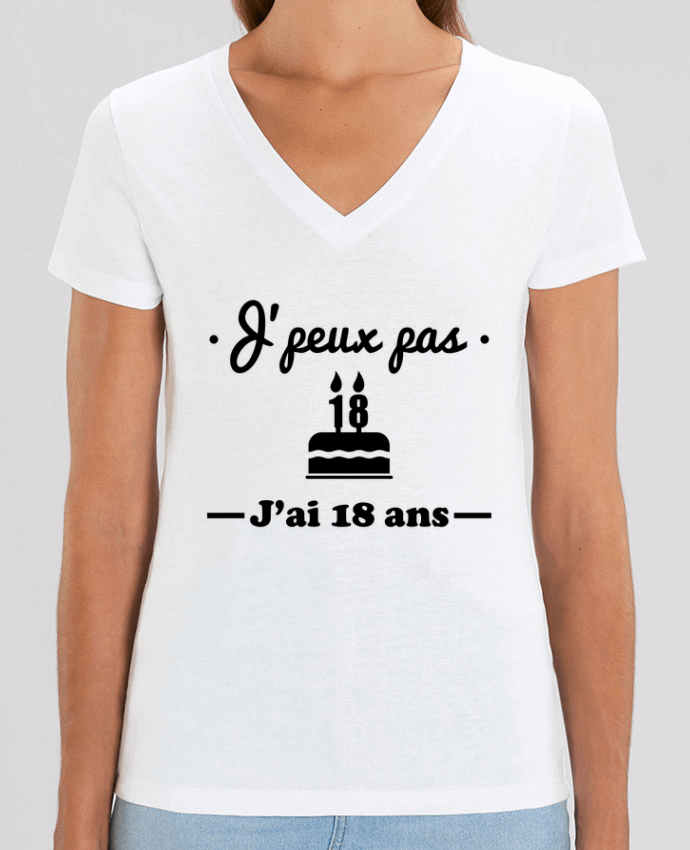 Women V-Neck T-shirt Stella Evoker J'peux pas j'ai 18 ans, cadeau d'anniversaire Par  Benichan