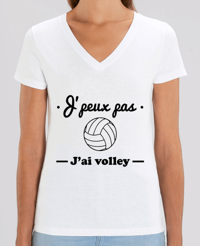 Tee Shirt Femme Col V Stella EVOKER J'peux pas j'ai volley , volleyball, volley-ball Par  Benichan