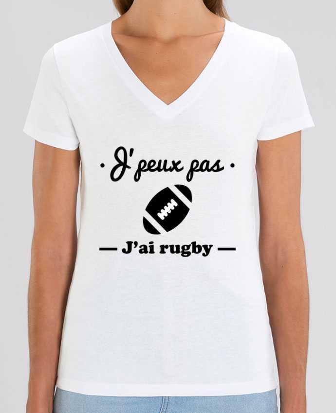 Tee Shirt Femme Col V Stella EVOKER J'peux pas j'ai rugby Par  Benichan