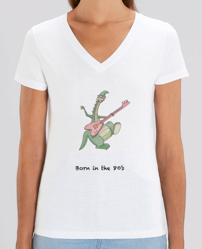 Women V-Neck T-shirt Stella Evoker BORN IN THE 80's Par  La Paloma