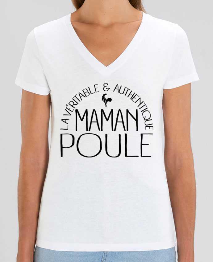 Women V-Neck T-shirt Stella Evoker Maman Poule Par  Freeyourshirt.com