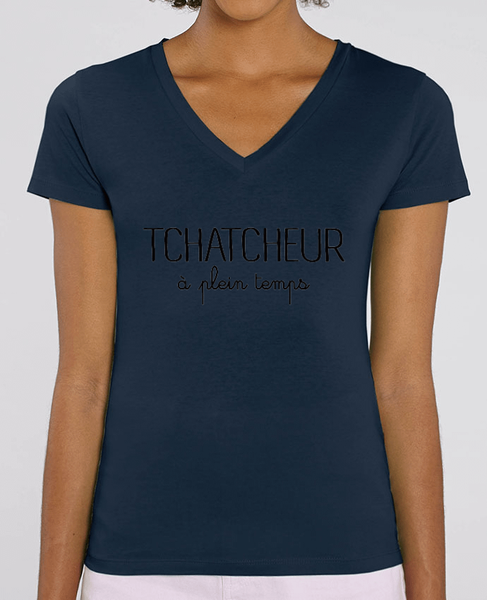Women V-Neck T-shirt Stella Evoker Thatcheur à plein temps Par  Freeyourshirt.com
