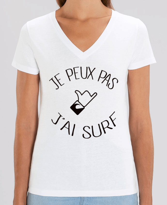 Women V-Neck T-shirt Stella Evoker Je peux pas j'ai surf Par  Freeyourshirt.com