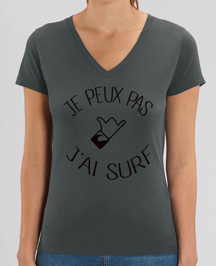 Women V-Neck T-shirt Stella Evoker Je peux pas j'ai surf Par  Freeyourshirt.com