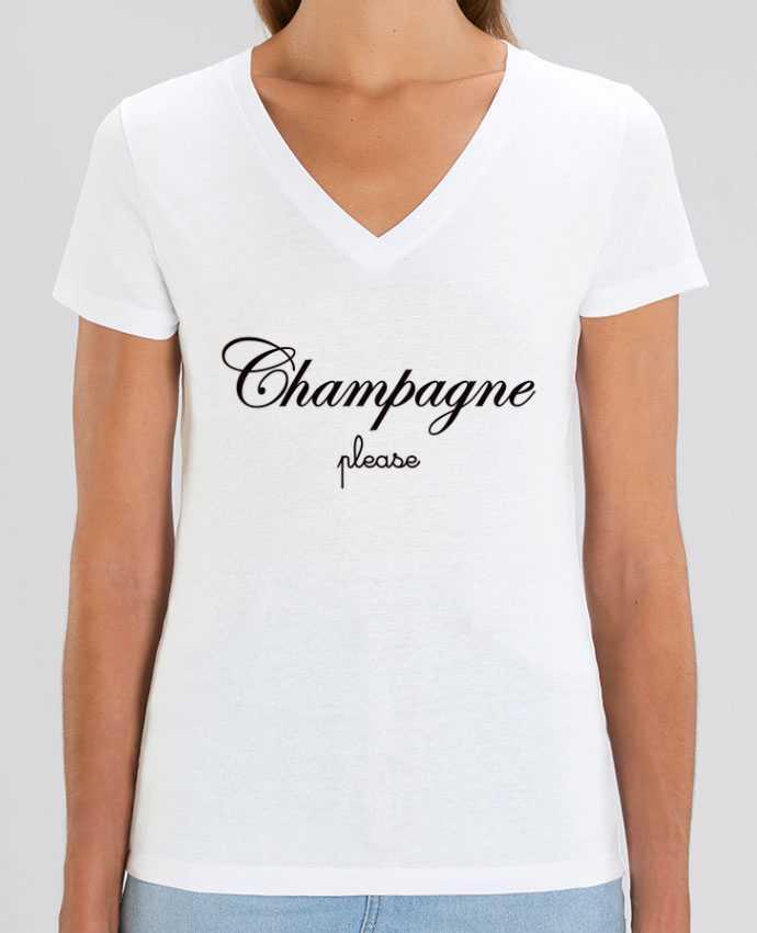 Camiseta Mujer Cuello V Stella EVOKER Champagne Please Par  Freeyourshirt.com