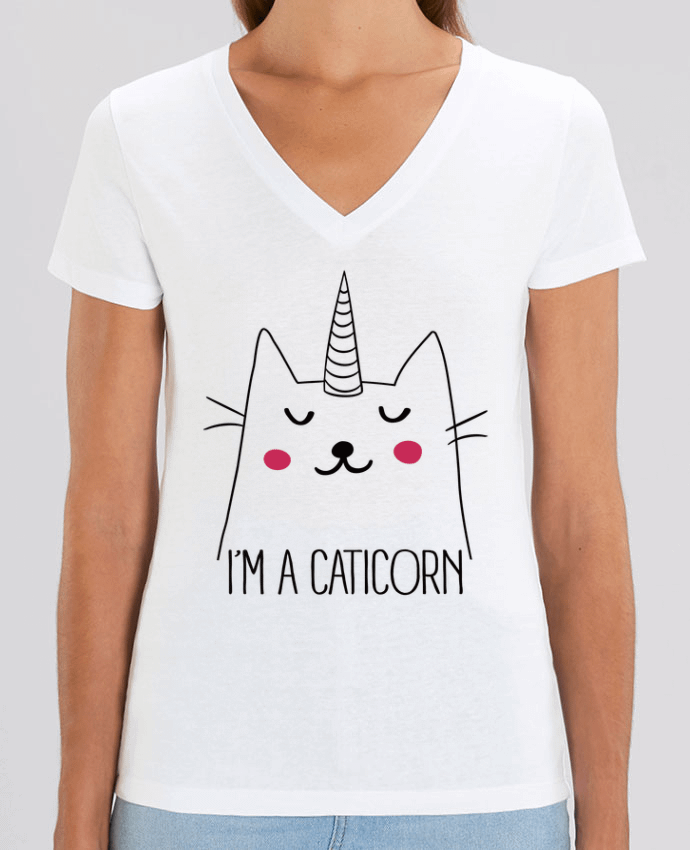 Camiseta Mujer Cuello V Stella EVOKER I'm a Caticorn Par  Freeyourshirt.com