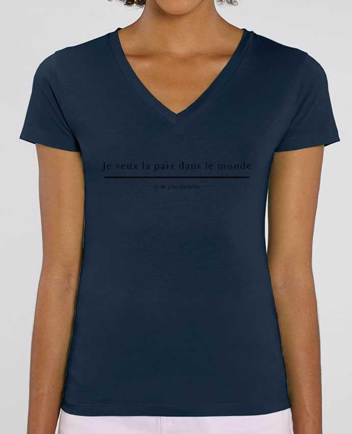 Women V-Neck T-shirt Stella Evoker Paix dans le monde et de gros nichons Par  tunetoo