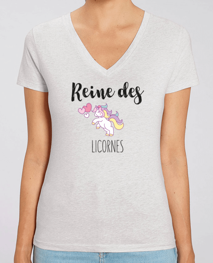 Camiseta Mujer Cuello V Stella EVOKER Reine des licornes Par  tunetoo