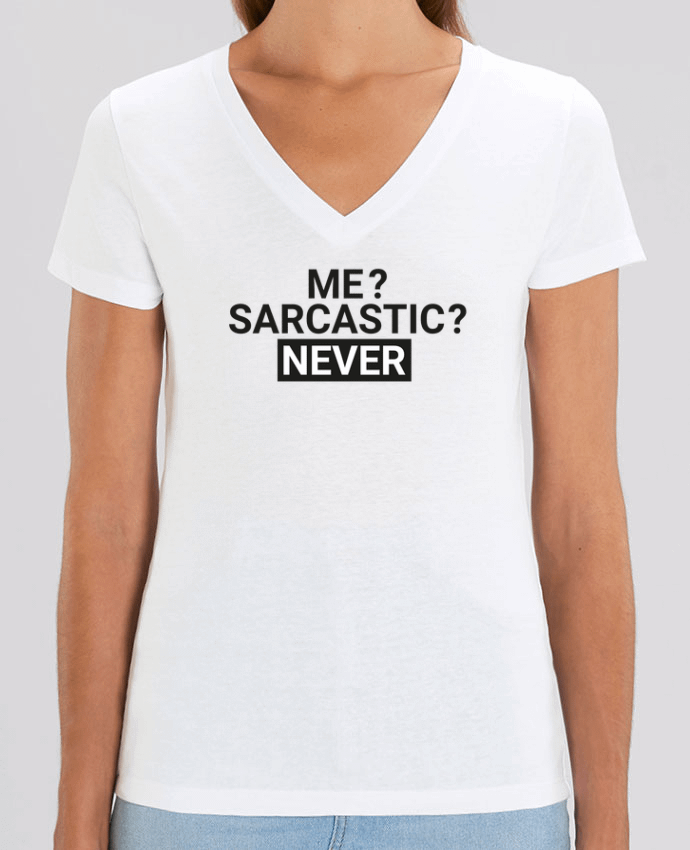 Camiseta Mujer Cuello V Stella EVOKER Me sarcastic ? Never Par  tunetoo