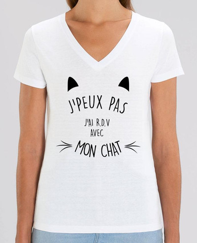 Tee-shirt femme J'peux pas j'ai R.D.V avec mon chat Par  La boutique de Laura