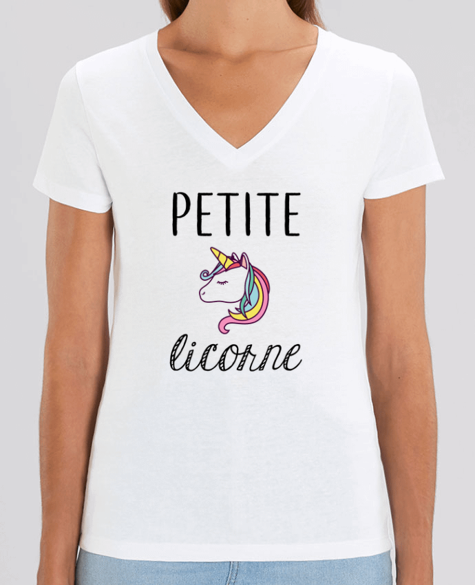 Camiseta Mujer Cuello V Stella EVOKER Petite licorne Par  La boutique de Laura