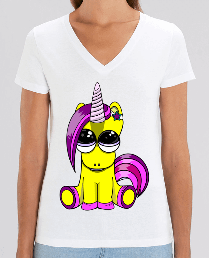 Camiseta Mujer Cuello V Stella EVOKER bébé licorne Par  SG LXXXIII
