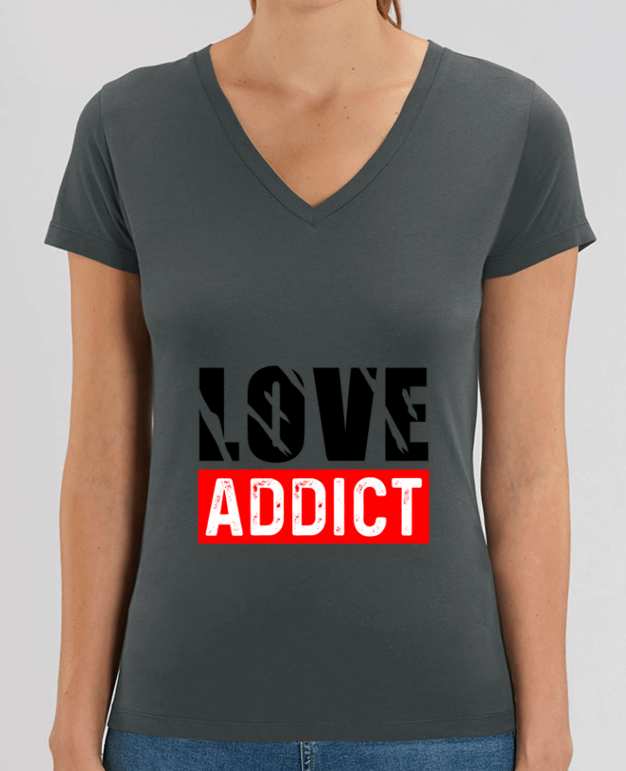 Women V-Neck T-shirt Stella Evoker Love Addict Par  Sole Tshirt