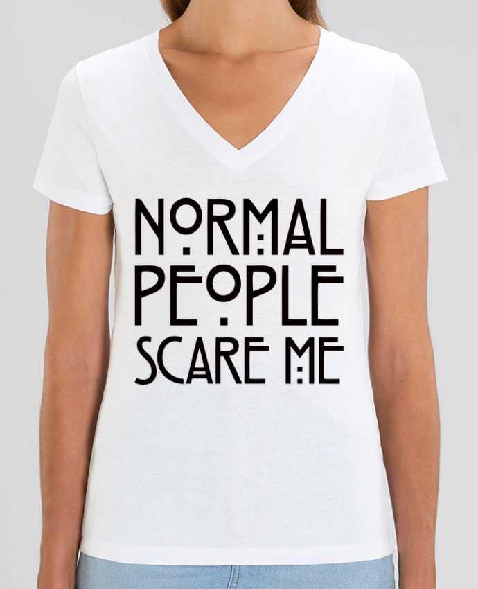 Camiseta Mujer Cuello V Stella EVOKER Normal People Scare Me Par  Freeyourshirt.com