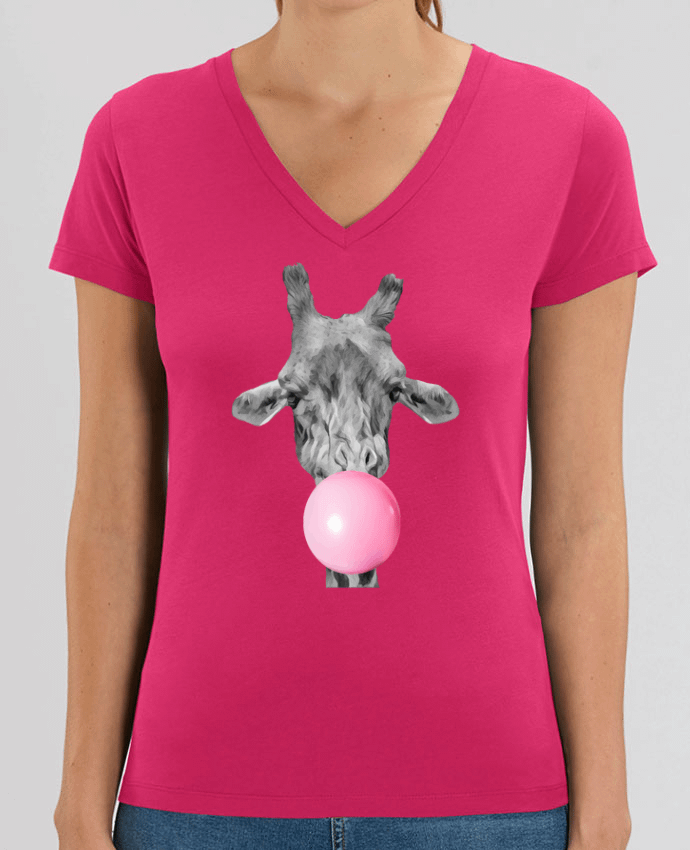 Women V-Neck T-shirt Stella Evoker Girafe bulle Par  justsayin