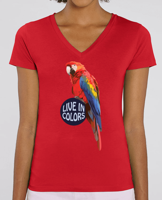 Camiseta Mujer Cuello V Stella EVOKER Perroquet - Live in colors Par  justsayin
