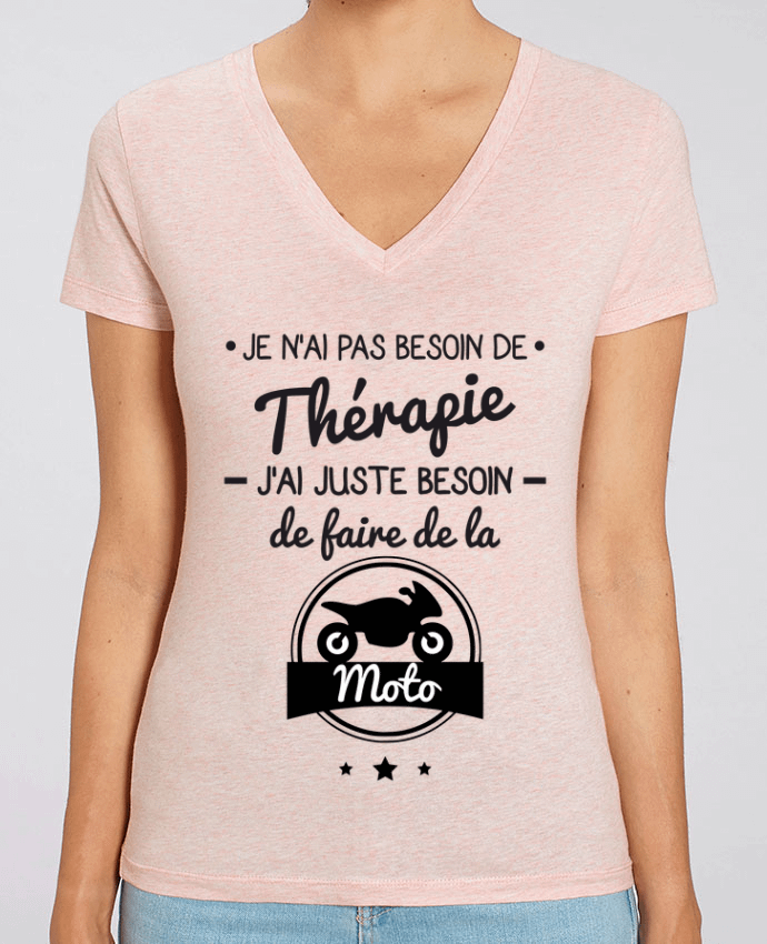 Women V-Neck T-shirt Stella Evoker J'ai juste besoin de ma moto, tee shirt moto, motard Par  Benichan