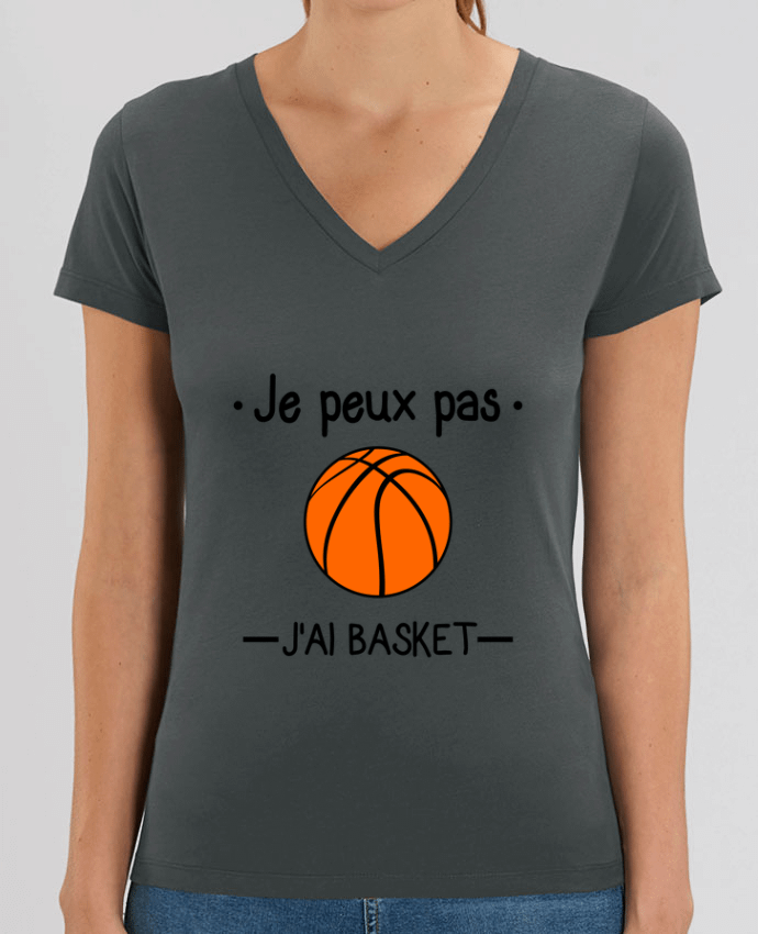 Tee Shirt Femme Col V Stella EVOKER Je peux pas j'ai basket,basketball,basket-ball Par  Benichan