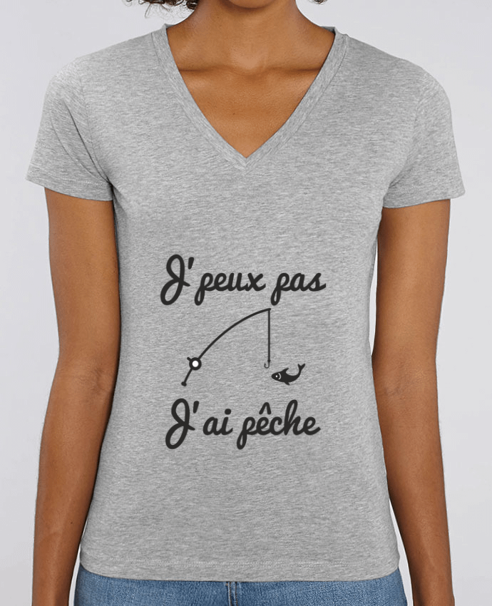 Women V-Neck T-shirt Stella Evoker J'peux pas j'ai pêche,tee shirt pécheur,pêcheur Par  Benichan