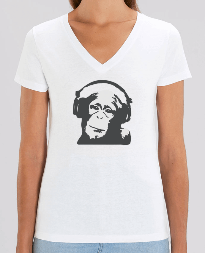 Tee Shirt Femme Col V Stella EVOKER DJ monkey Par  justsayin