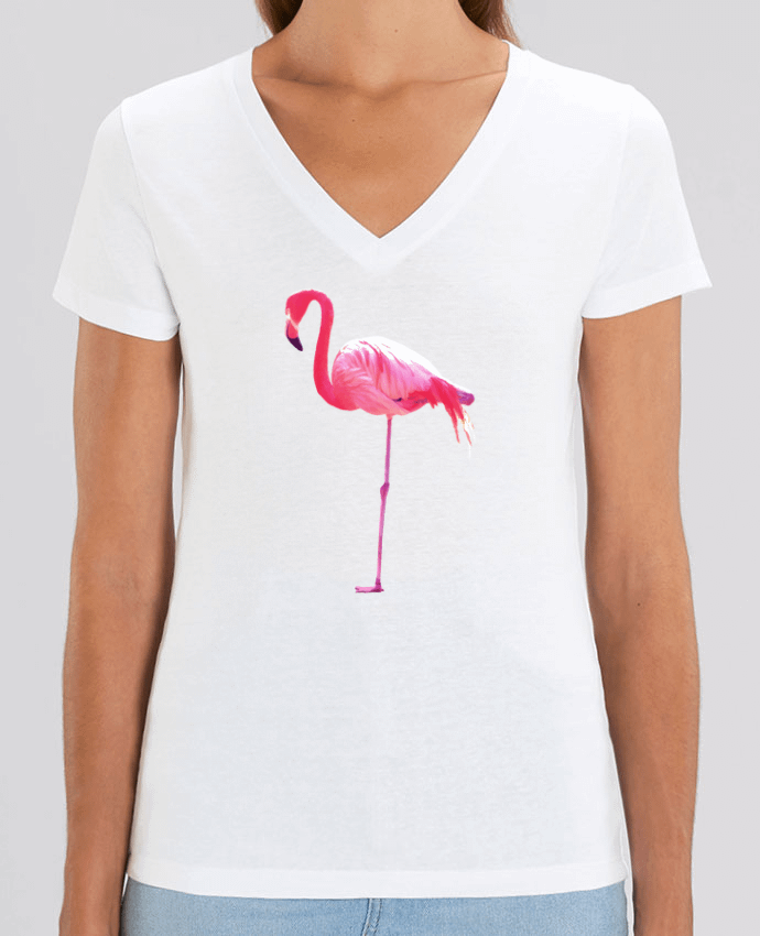 Tee Shirt Femme Col V Stella EVOKER Flamant rose Par  justsayin