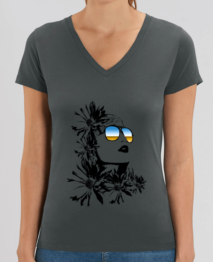 Women V-Neck T-shirt Stella Evoker women Par  Graff4Art