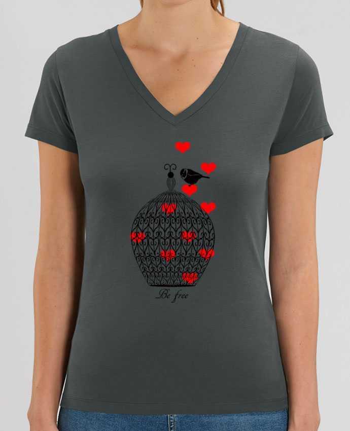 Women V-Neck T-shirt Stella Evoker Be free Par  Les Caprices de Filles