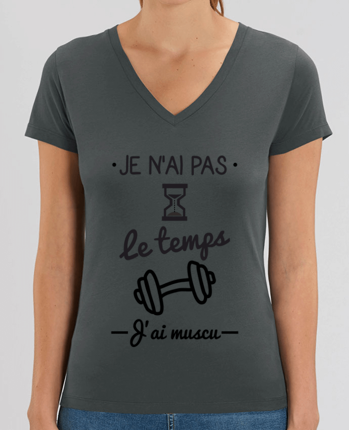 Camiseta Mujer Cuello V Stella EVOKER Pas le temps, j'ai muscu, tee shirt musculation Par  Benichan
