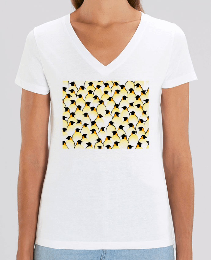 Camiseta Mujer Cuello V Stella EVOKER Pengouins Par  Florent Bodart