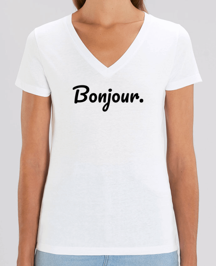 Women V-Neck T-shirt Stella Evoker Bonjour. Par  tunetoo